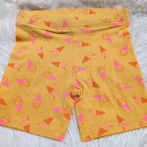 ANKO Girls' Yellow Ice Cream Print Cotton Shorts Fun & Comfy Elastic Waistband